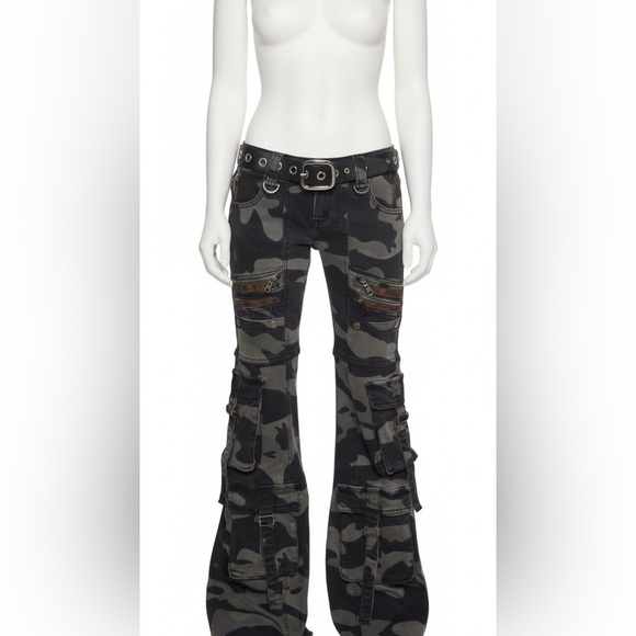 Dolls Kill Pants - Dolls-kill Camo flared pants
